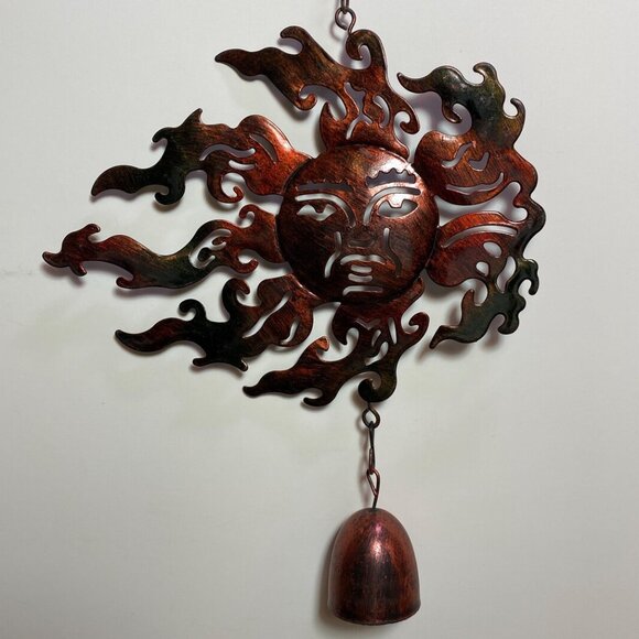 Celestial Sun Metal Wind Chime Bell | Vintage Wall Art Home Decor - Picture 1 of 4